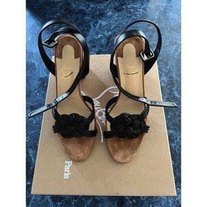 Christian Louboutin Ella 85 MM Leather Sandals Black/Beige Women’s EU 38/US 8